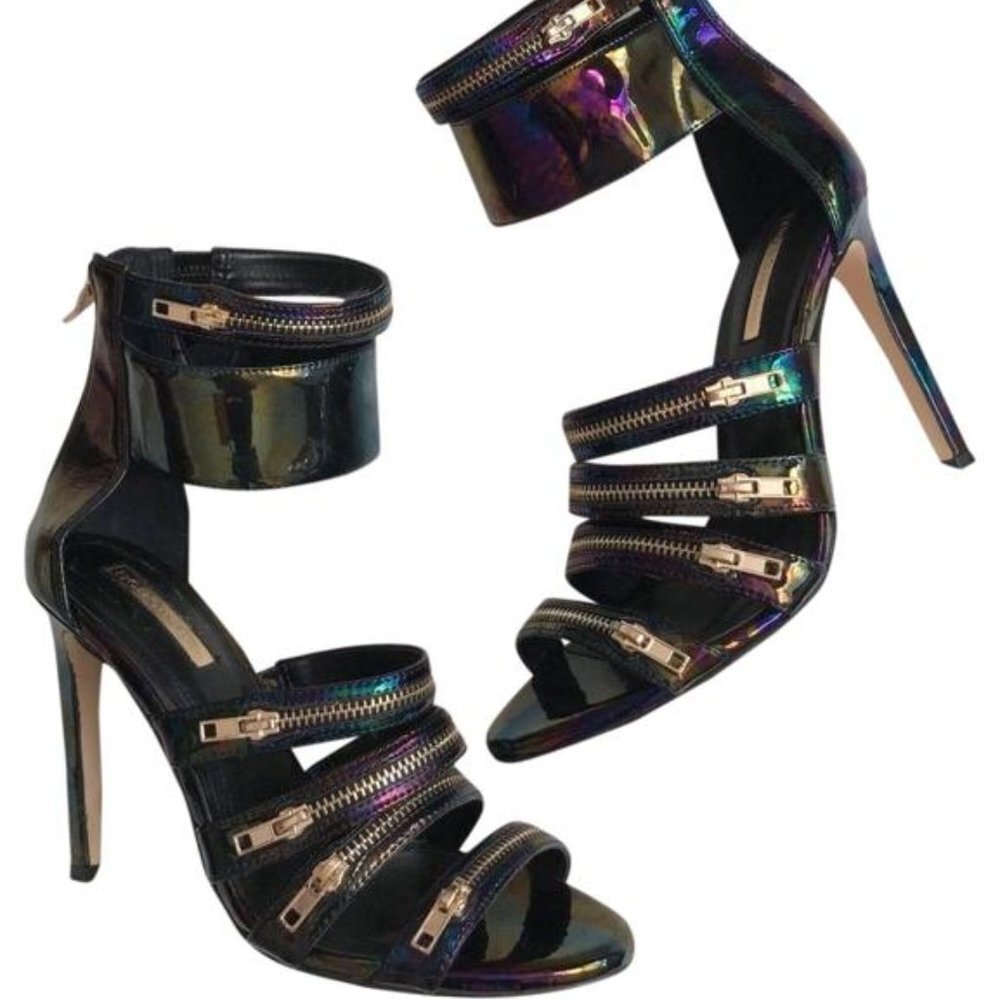BCBGeneration Black Casey Sexy Metallic Shimmer Party Heels Shoes 6.5 NEW IN BOX - Picture 2 of 11